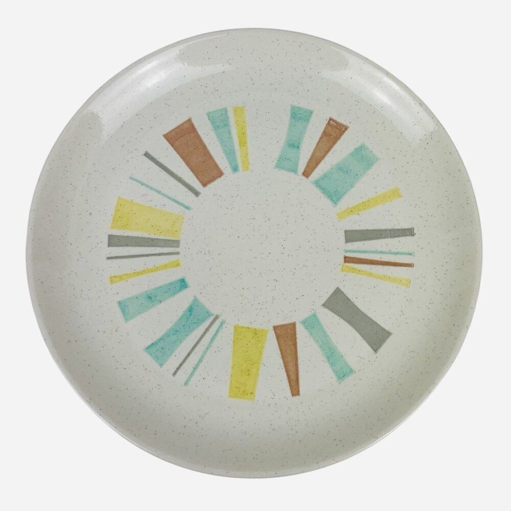 Vintage Vernonware Anytime MCM Atomic 12.75" Stoneware Dinner Plate Colorful USA